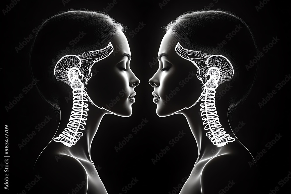 Poster Minimal Gemini twins, using just two perfectly symmetrical lines side by side