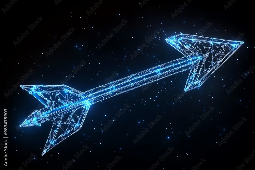 Poster minimal sagittarius arrow, using just a single line with an arrowhead for clarity