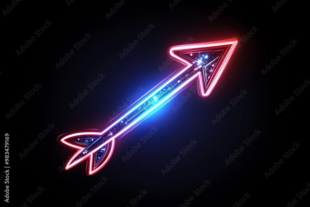 Poster Minimal Sagittarius arrow, with a straight, bold line and a simple arrowhead pointing upward