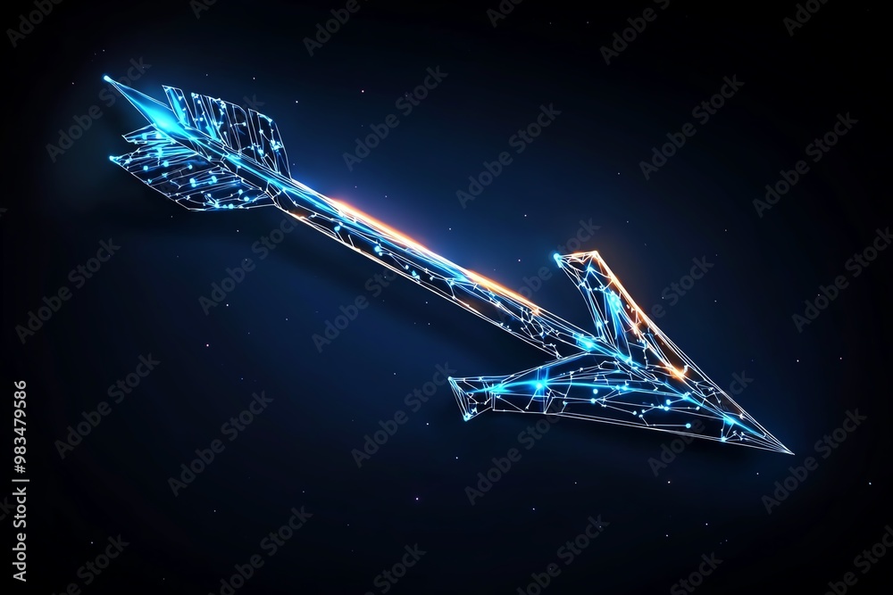 Poster minimal sagittarius arrow, using just a single line with an arrowhead for clarity