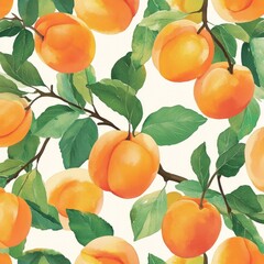 Vibrant Apricot Branch Pattern for Nature and Food Design