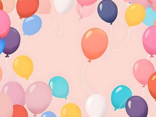 Colorful Balloons on Pink Background