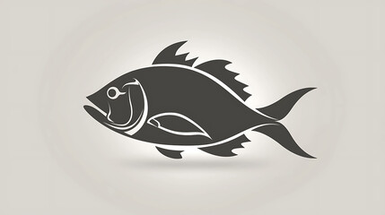 Obraz premium A simple black and white silhouette of a fish on a grey background.