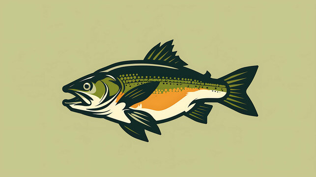 recommend clip art: A detailed illustration of a fish with green and orange scales.