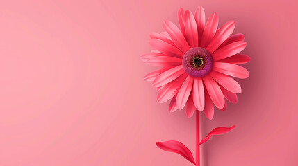 A single pink flower on a pink background.