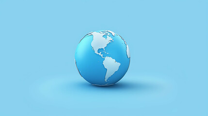 Fototapeta premium A simple 3D rendering of a blue globe with white continents against a blue background.