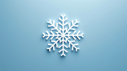 Single white snowflake on blue background.