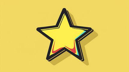 A cartoon style yellow star with a thick black outline on a yellow background.