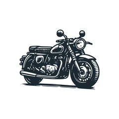 The classic motor bike. Black white vector logo illustration. Isolated on white background
