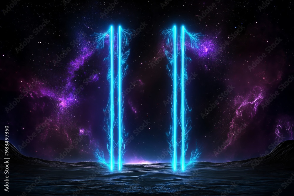 Poster Simple Gemini twin lines, using just two vertical bars for an abstract representation