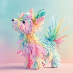 Obraz premium Colorful Fluffy Dog Toy with Pastel Fur