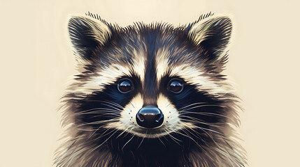 Obraz premium Close-up portrait of a cute raccoon looking directly at the camera.