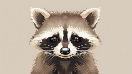 Cute raccoon portrait illustration with a soft, dreamy look.