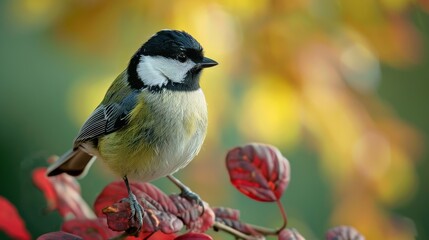 Nature wildlife image of bird standing on tree branch.