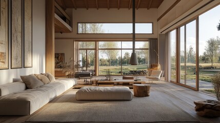 Farmhouse interior design of modern living room
