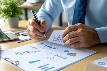 Fototapeta premium Close-up of hands holding a business plan, preparing for the sale or acquisition of a company