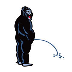 angry gorilla standing. gorilla peeing vector. standing apes. perfect for clothing image © ADITYA FIRMAN