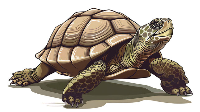 A cartoon illustration of a tortoise walking.