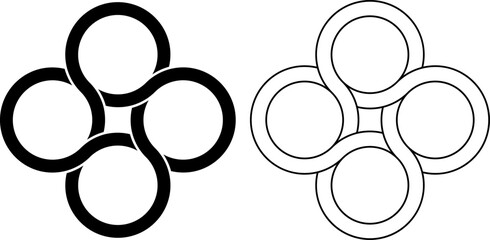 outline silhouette interlocking circle icon set