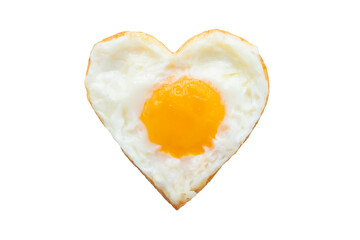 Heart shaped fried egg isolated on transparent background