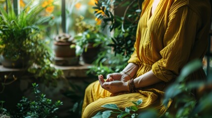 Serene individual engaged in tranquil meditation for inner peace and mindfulness