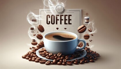 Obraz premium cup of coffee beans