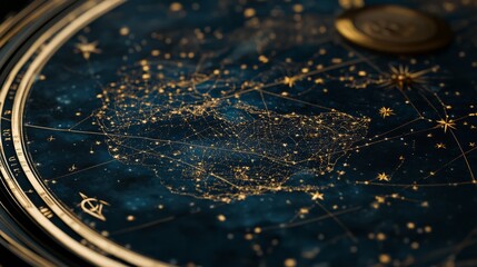 Celestial Map with Stars and Constellations