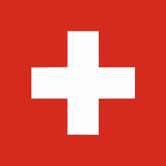 Obraz premium Switzerland official flag vector with standard size and proportion. National flag emblem with accurate size and colors.
