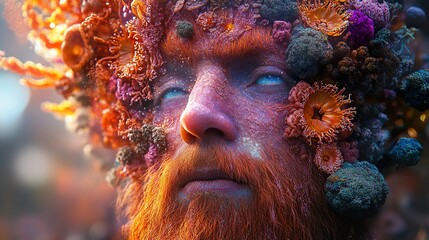 Surreal Portrait with Coral Reef Elements