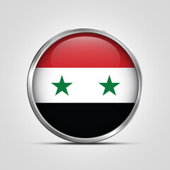 silver plate with glossy flag. Syria flag stamp. made in stamp isolated in white background. royal, allegiance, symbol, minimal, vector, 3d, icon, illustration.