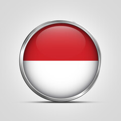 Fototapeta premium silver plate with glossy flag. Indonesia flag stamp. made in stamp isolated in white background. royal, allegiance, symbol, minimal, vector, 3d, icon, illustration.