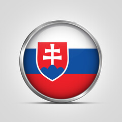 Obraz premium silver plate with glossy flag. Slovakia flag stamp. made in stamp isolated in white background. royal, allegiance, symbol, minimal, vector, 3d, icon, illustration.