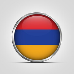 silver plate with glossy flag. Armenia flag stamp. made in stamp isolated in white background. royal, allegiance, symbol, minimal, vector, 3d, icon, illustration.