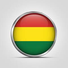 silver plate with glossy flag. Bolivia flag stamp. made in stamp isolated in white background. royal, allegiance, symbol, minimal, vector, 3d, icon, illustration.