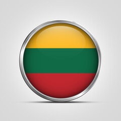 silver plate with glossy flag. Lithuania flag stamp. made in stamp isolated in white background. royal, allegiance, symbol, minimal, vector, 3d, icon, illustration.