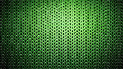 Abstract green and black perforated metal texture background with modern design