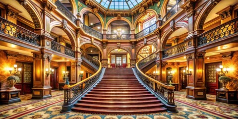 Obraz premium Majestic staircases inside a historic casino with ornate architectural details