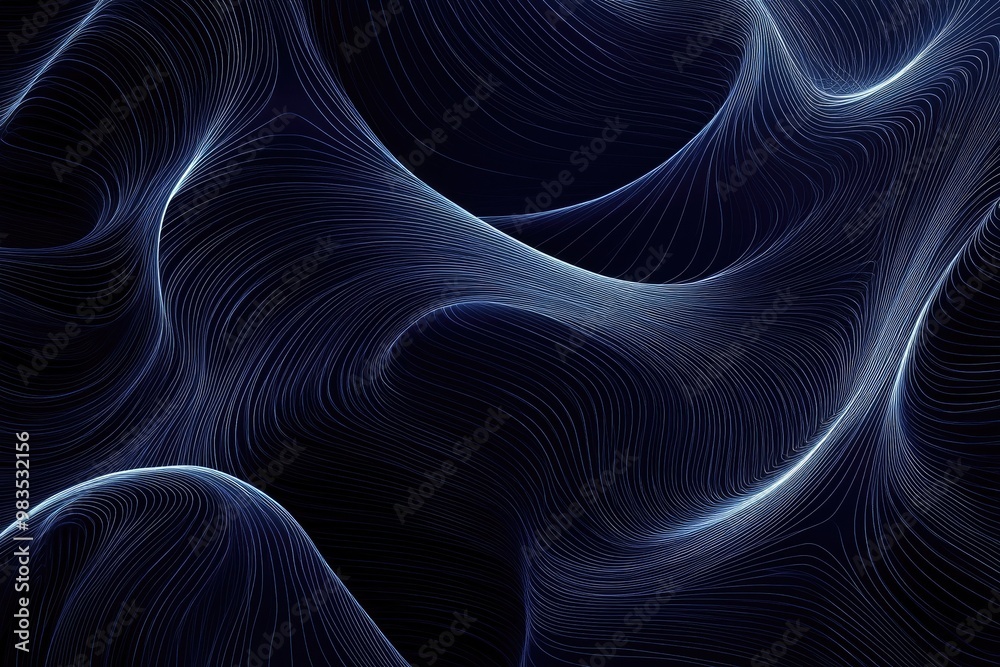 Poster a mesmerizing abstract background featuring swirling blue lines creating depth and movement in a dar