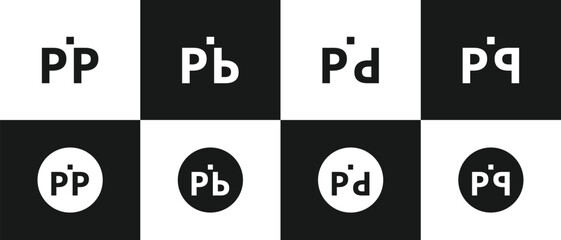 Initial P Vector Lettermark Set of Logos with the Combination of Other English Letters 