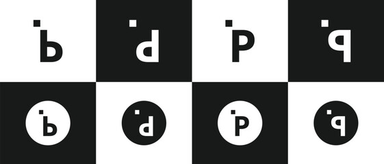 Set of Four Vector Lettermark Logo Collection With Initials BDPQ