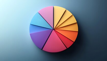 Obraz premium Elegant pie chart infographic, smooth curves, bright colors, statistical breakdown, modern and sleek design, clear data representation