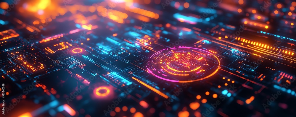 Poster futuristic digital platform with sleek interface