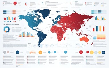 Fototapeta premium Highdetail infographic showcasing colorful statistics, modern design, bar graphs, pie charts, clean layout, data visualization