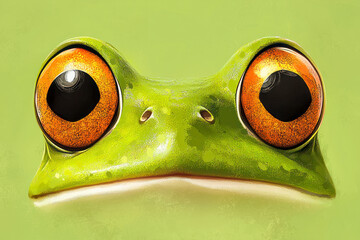 Close up frog eyes cartoon illustration background.