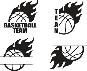 Basketball Team, Sports, Basketball Champion, Flames, Championship, College Basketball Game, Teammates Name, Name Badge, Vector Graphic