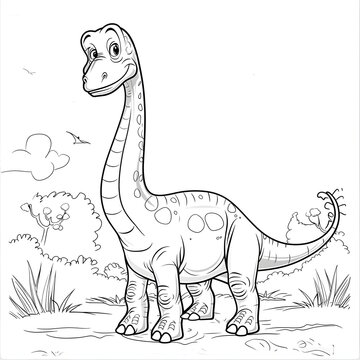 recommend clip art: Cute Brachiosaurus Coloring Page for Kids Dinosaur Fun
