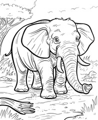 Fototapeta premium Adorable Elephant Coloring Page for Kids to Enjoy