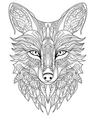 Intricate Mandala Fox Line Art Design Illustration