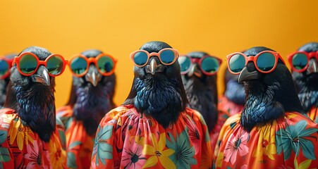 Fototapeta premium Funky Crows Party Invitation