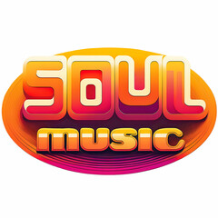 Soul music logo oval,retro  colours and lettering
